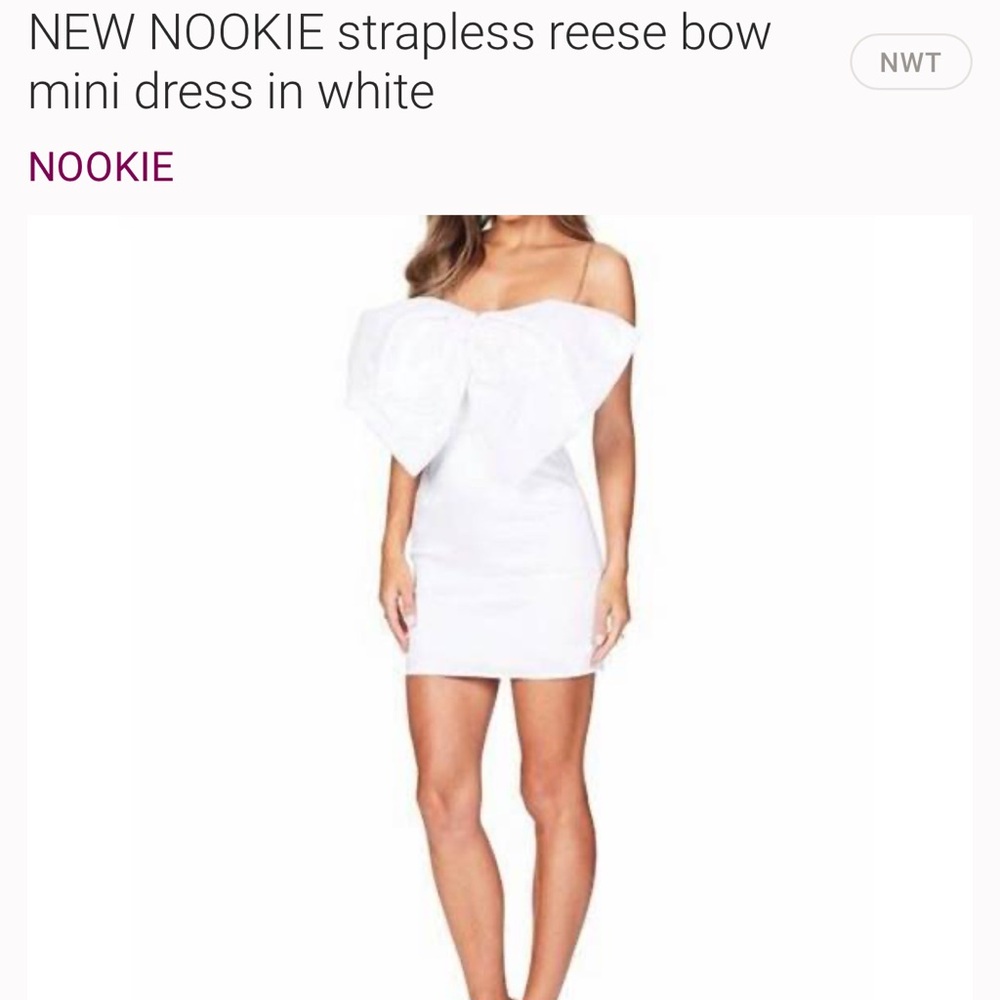 Nookie White Strapless Tie Front Bodycon Dress